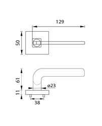 Kľučky na hranatých rozetách Strieborný URFIC