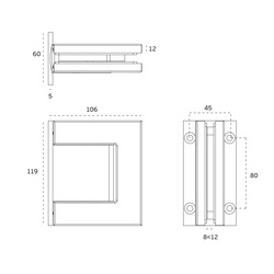 Rôzne iné pánty a závesy na sklenené dvere Zlatý JNF