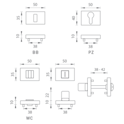 Obdĺžnikové rozety Čierny FROSIO BORTOLO
