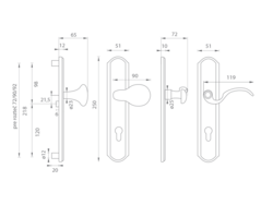 Kľučky na spevnených rustikálnych štítoch bez prekrytia vložky Bronzový Mariani