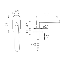 Oválne kľučky na okná Sivý NI