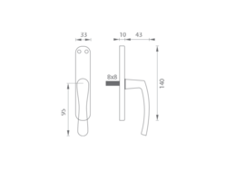 Oválne kľučky na drevené okná Strieborný KE