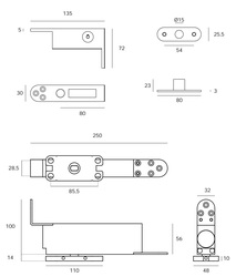 Pivotové pánty a závesy pre drevené dvere Strieborný JNF