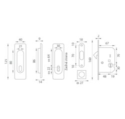 Sety - Zámky, mušle a madielka na posuvné drevené dvere Čierny FT